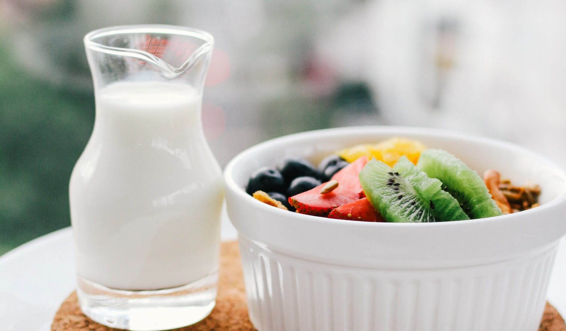 jar of kefir with fruits ball