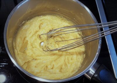 Preparing the bechamel sauce