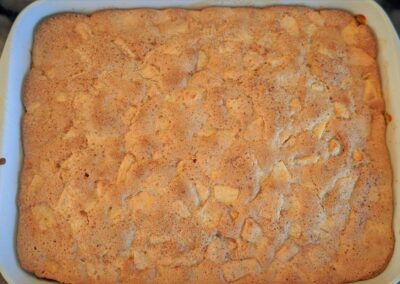 The apple cake is baked